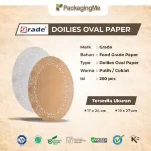 DOILIES OVAL — 19 × 27 CM PUTIH "GRADE" (1 KARTON)