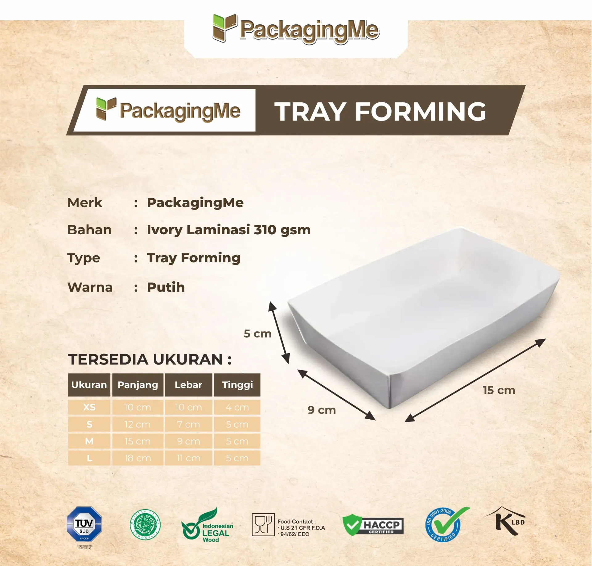 DJPCK PAPER TRAY FORMING IVORY 265 GSM ----- Size S