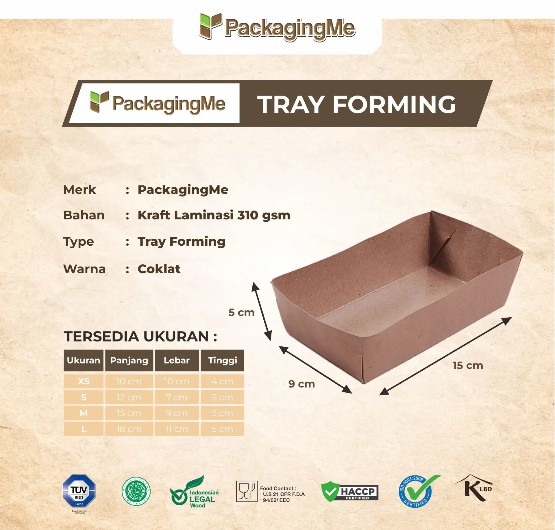 DJPCK PAPER TRAY FORMING KRAFT 265 GSM ----- Size M