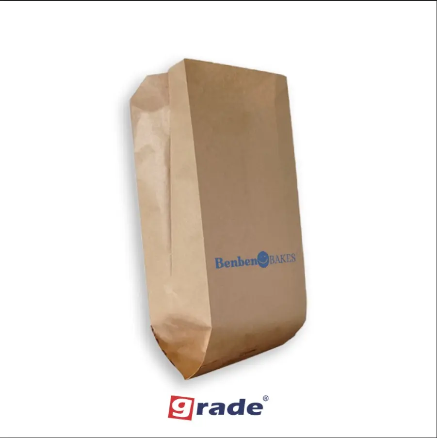 [PB-VB#4-BK-BBB] PAPER BAG V BOTTOM BK #4 — 130 × 80 × 255 MM — COKLAT — PRINTING "BENBEN BAKES"