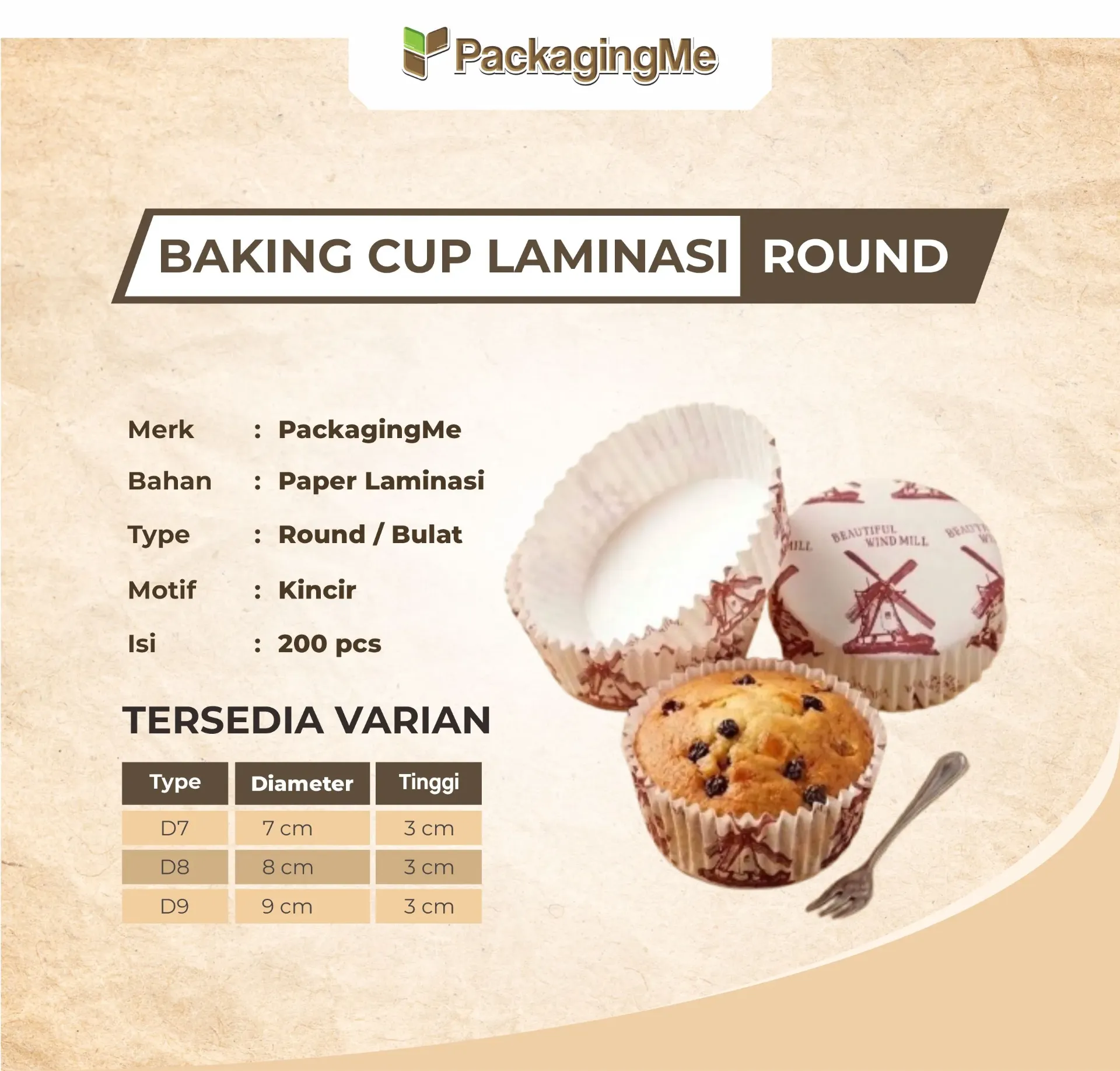 BC BAKING CUP LAMINASI ROUND D9 KINCIR — 9 x 3 CM PACKAGINGME