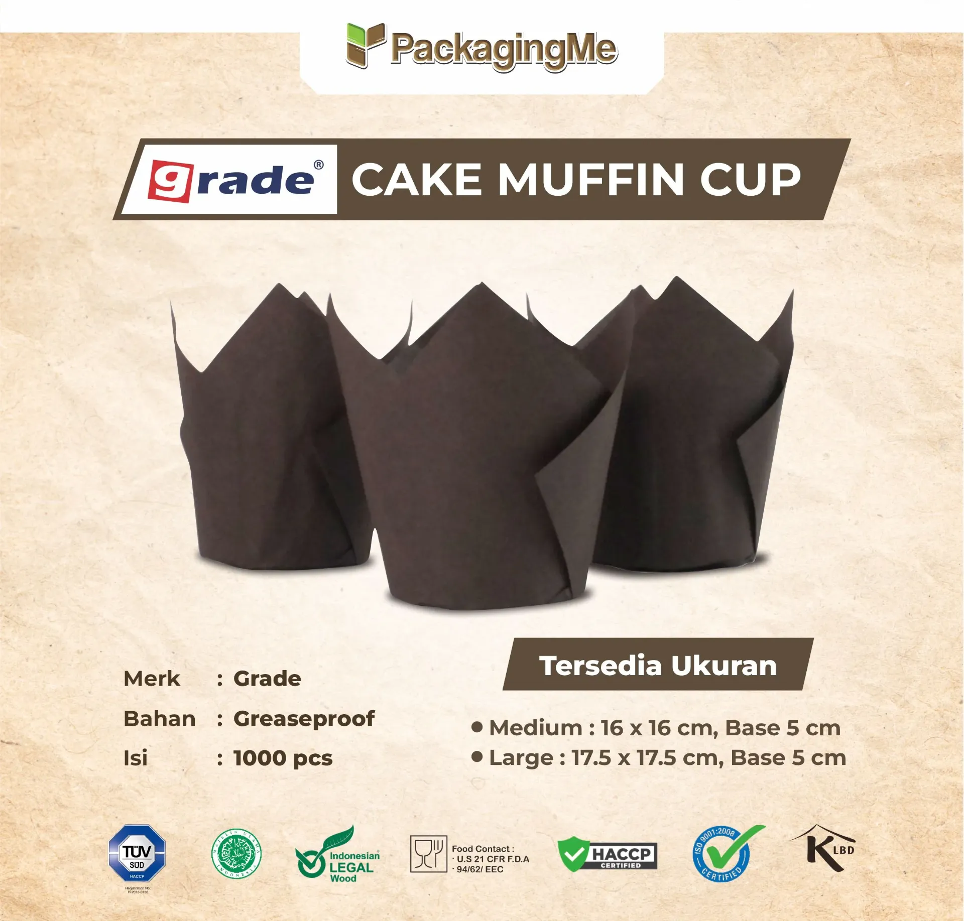 [CTL-GP-B02] CAKE CASE (CC) TULIP — 150 × 150 × 50 MM — COKLAT "GRADE"