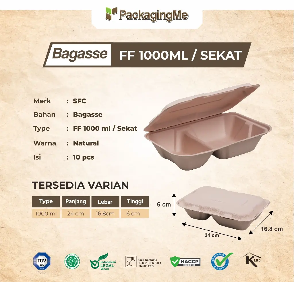 BAGASSE FRENCH FRIES 1000 ML SEKAT