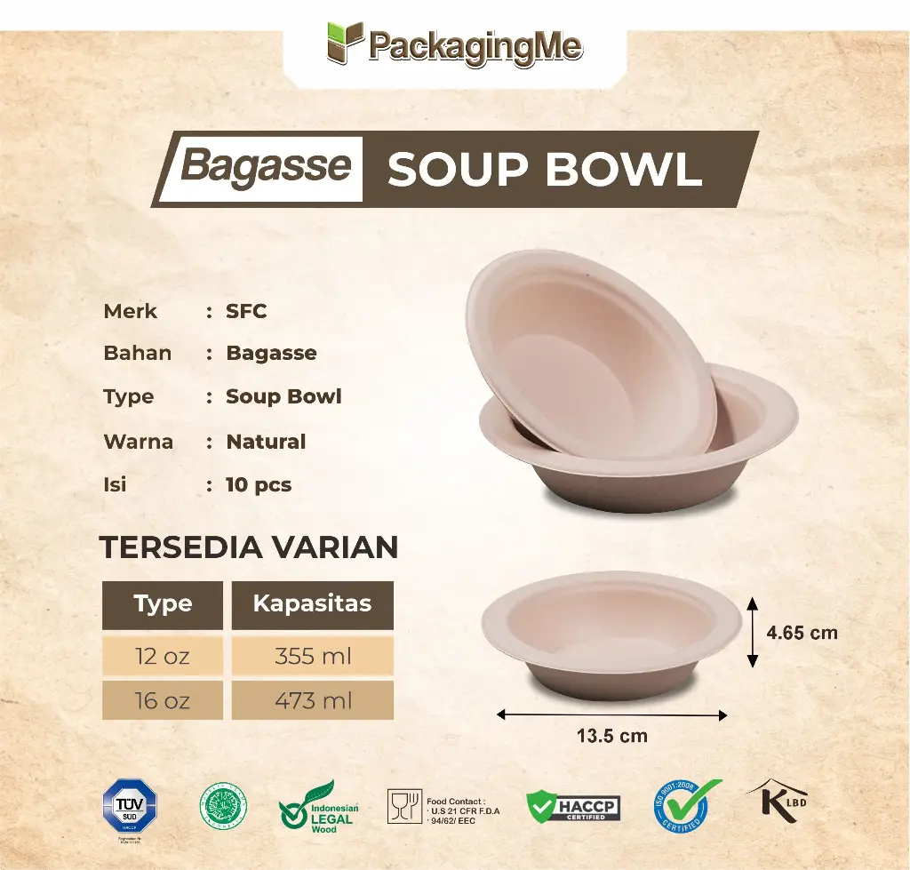 BAGASSE SOUP BOWL 16 OZ