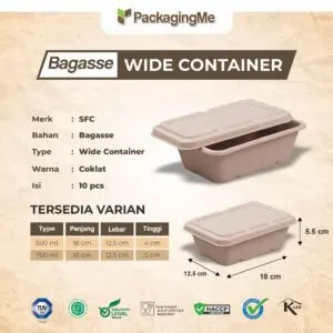 BAGASSE WIDE CONTAINER 750 ML