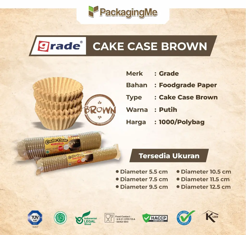 CAKE CASE (CC) 9.5 — BROWN KRAFT "GRADE" (1 Polybag = 1.000 pcs)