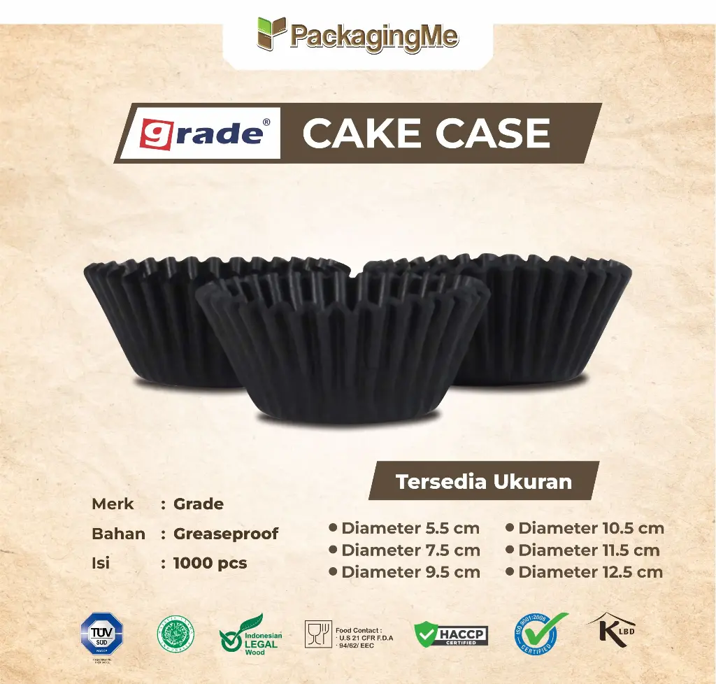 CAKE CASE (CC) 12.5 — GLASSINE BLACK "GRADE" (1 Polybag = 1.000 pcs)