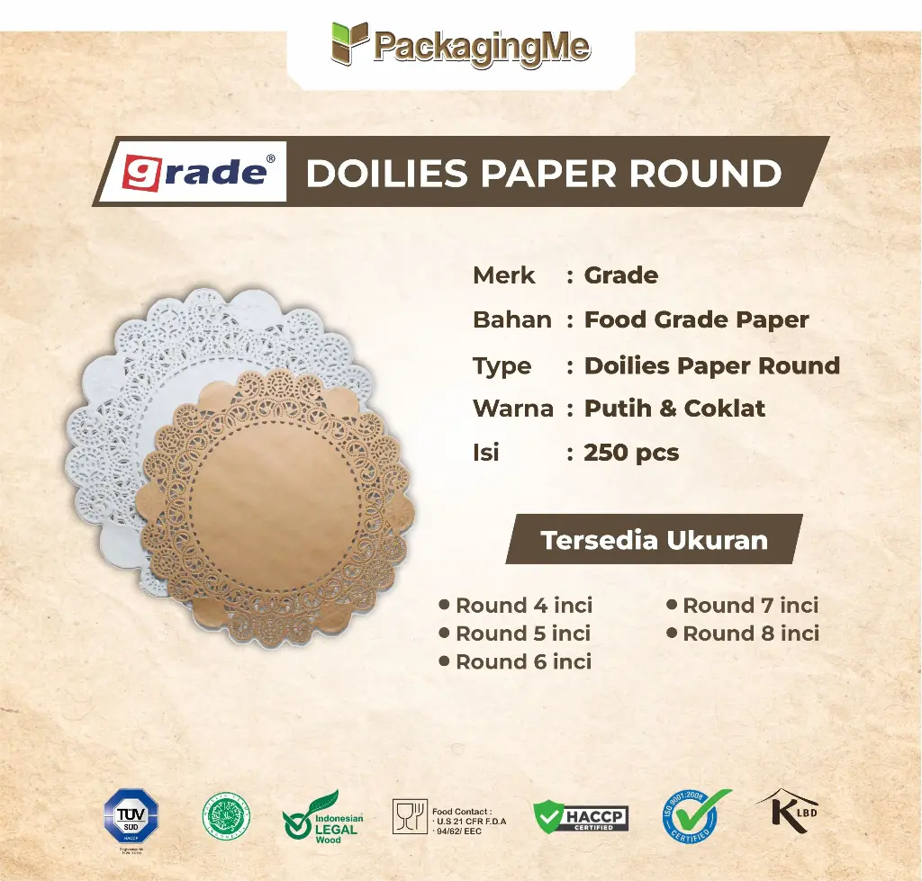 DOILIES ROUND 7 PUTIH "GRADE" (1 Pack = 250 pcs)