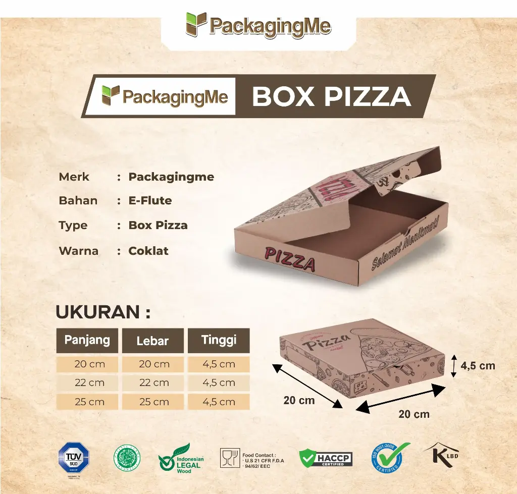 BOX PIZZA 22 (22 × 22 × 4.5 CM) (1 Pack = 100 pcs)
