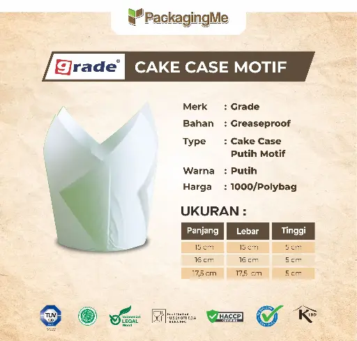 CAKE CASE (CC) TULIP — 175 × 175 × 50 MM — PUTIH (1 KARTON)
