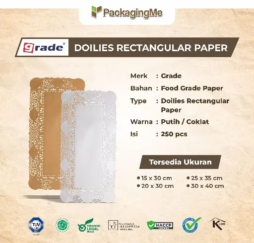 DOILIES RECTANGULAR — 30 × 40 CM PUTIH "GRADE" (1 KARTON)