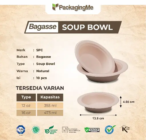 BAGASSE SOUP BOWL 16 OZ