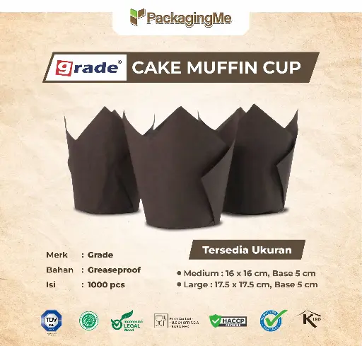 CAKE CASE (CC) TULIP — 175 × 175 × 50 MM — COKLAT (1 Polybag = 200 pcs)