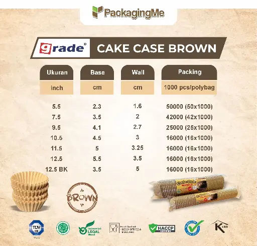 CAKE CASE (CC) 7 — BROWN KRAFT "GRADE" (1 Polybag = 1.000 pcs)