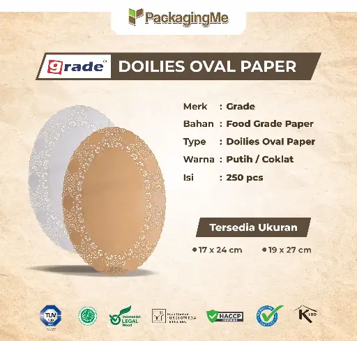 DOILIES OVAL — 17 × 24 CM — BROWN (1 Pack = 250 pcs)